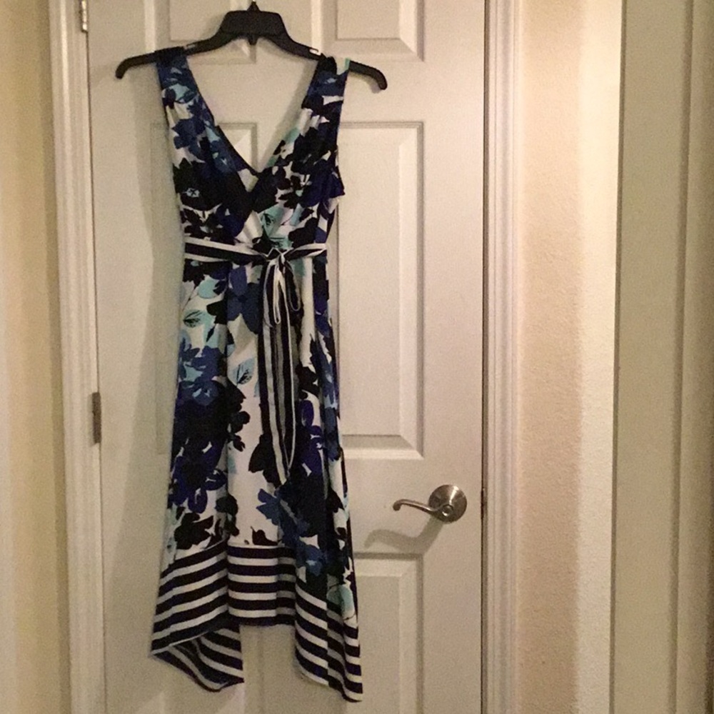 Floral Blue and Black Women's Dress